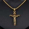 AIMALL Men Stainless Steel Gold Silver Black Jesus Crucifix Pendant