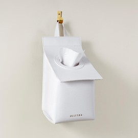 OLETHA Toilet Paper Holder - Aesthetic Bathroom Decor - Free Standing or Wall Hanging Cover for Toilet Rolls & Tissues Cube Boxes, White