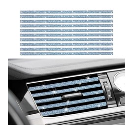 HZEL Car Air Conditioner Outlet Decoration Strip, 10PCS Waterproof Bendable Vehicle Air Vent Outlet Trim, Shiny Moulding Decorative Trim Strip, Universal Automotive Interior Accessories (Blue)