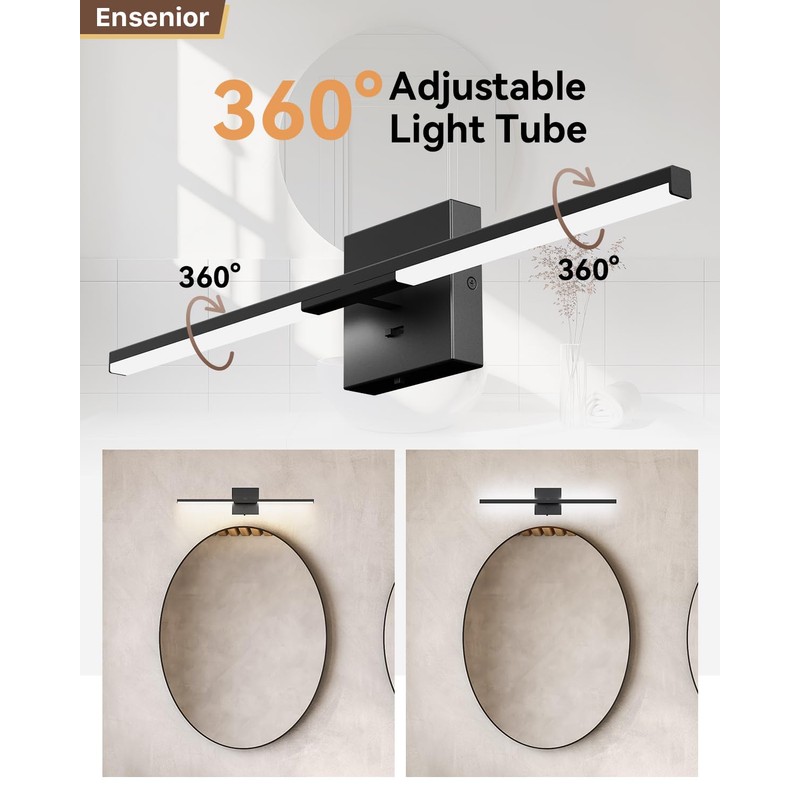 Ensenior Modern Bathroom Vanity Light 24 inch, Built-in Dimmer, 14W