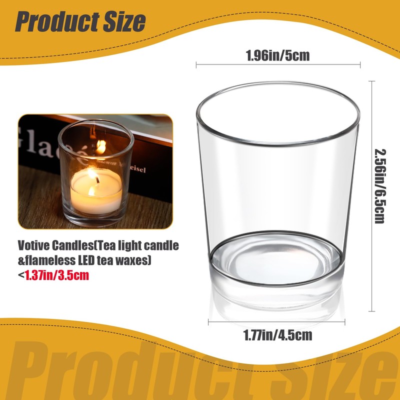 Jeffbaubl 12 Pack Votive Candle Holders, Clear Glass Tealight Candle