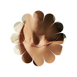 TseenYi Pearl Choker Necklace Gold Pearl Necklace Small Pearl Beaded Necklace Mini Beads Pearl Strand Necklace Tiny Pearl Necklace Pearl Satellite Chain Necklace