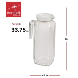 Bormioli Rocco Glass Frigoverre Jug With Airtight Lid 33.75oz : Clear Pitcher With Hermetic Sealing, Easy Pour Spout & Handle – For Water, Juice, Iced Coffee & Iced Tea