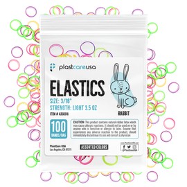 1000 Assorted Colors (Light 3.5 Oz, 3/16" Rabbit) Orthodontic Elastic Bands for Braces, Multi-Sized & Multi-Tension Dental Bands for Teeth Alignment, Gap Closure, Latex (10 Bags of 100)