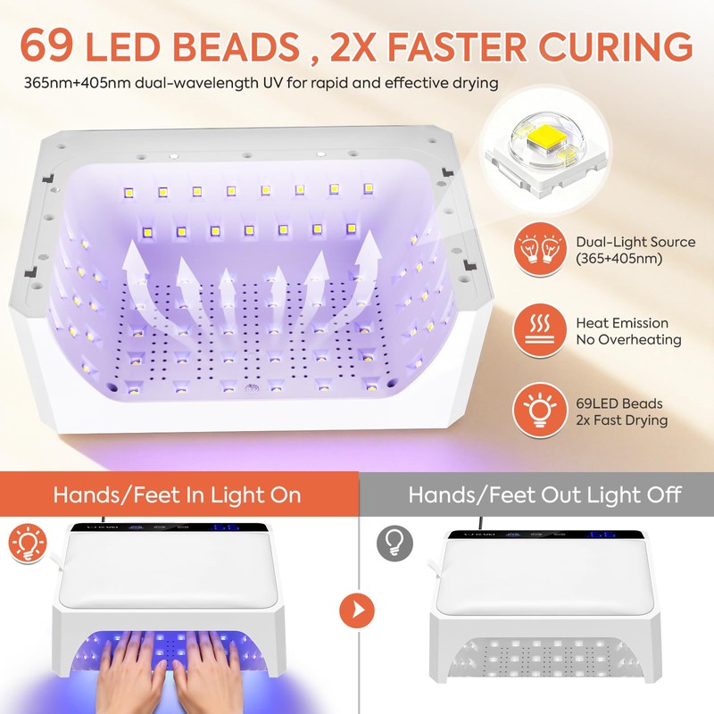 UV LED Nail Lamp, 120W UV Light for Gel Nails