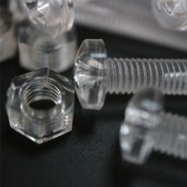 Pack of 60 Transparent Clear Plastic, Pan Head, M4 x 40mm Nuts & Bolts, Washers -Acrylic Plastic Screws, (5/32 x 1 37/64 in)