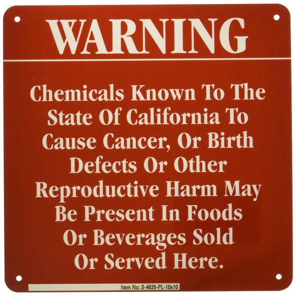 SmartSign Plastic Sign, Legend "California Prop 65", 10" square, White