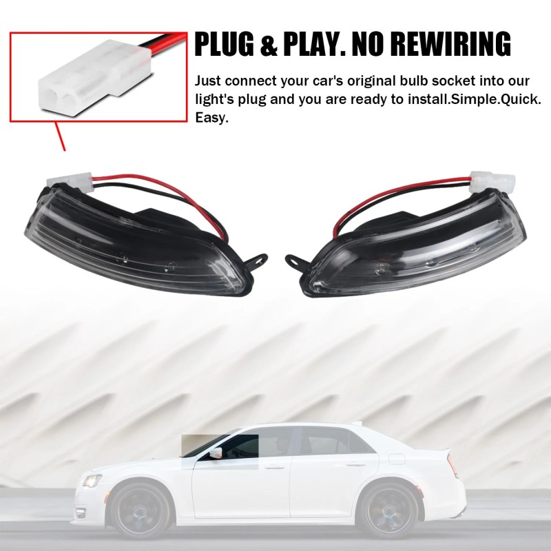 WF-AUTO Clear LED Wing Side Mirror Blinker Turn Signal Lamps