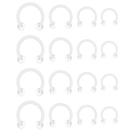D.Bella 16G Clear Septum Rings Horseshoe Flexible Acrylic Cartilage Tragus Helix Daith Rook Conch Snug Earring Hoop Bioflex Nose Lip Eyebrow Rings Retainer for Work Surgery