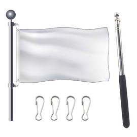Telescopic Flagpole Set, Hand Flagpole, Extendable, Stainless Steel Flagpole, Portable, Flagpole for Travel Guides, Tour Guide Flagpole, White Flag, for Outdoor Activities, Parades, Pack of 6