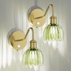 irotine 2 Pack Battery Powered Wall Sconce with Green Tulip