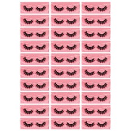 FARRED Wholesale Fluffy Dramatic Bulk Lashes 30 pairs Pack Individual Box 15mm Volume Faux Mink Eyelash Thick 8D Fake Lash Short Natural Look Eyelashes (F01-30 pairs)