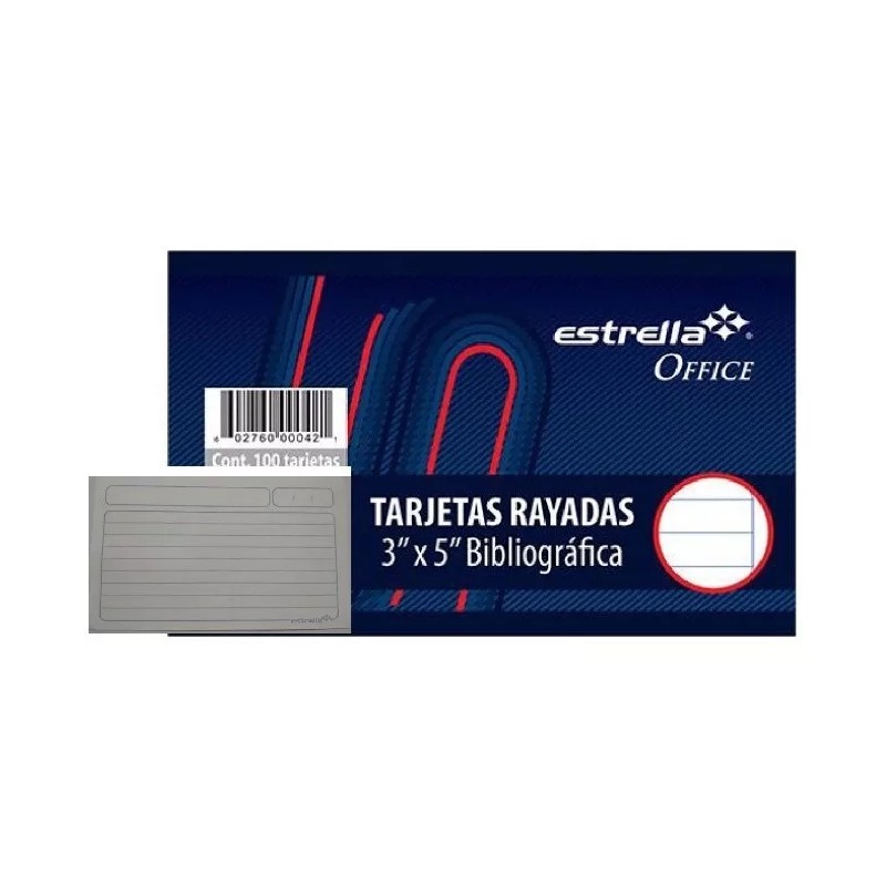 Estrella Tarjetas Bibliográficas Rayadas 3 X5 Estrella 2 Paquetes