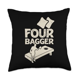 Cornhole Bean Bag Sack Toss Game Four Bagger Cornhole Throw Pillow