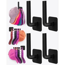 4-Pack Wall Mounted Hat Storage Hook, Multifunctional Self Adhesive Hat Holder, Sun Hat Baseball Caps Organizer for Home, Entryway, Bathroom, Bedroom. - Color: 8 Pack Black