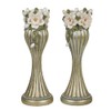 Magnolia Elegance Candleholders Champagne Gold Pair