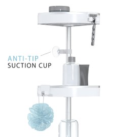 Better Living Products 70053 HiRISE 3 Standing Shower Caddy, White with Aluminum