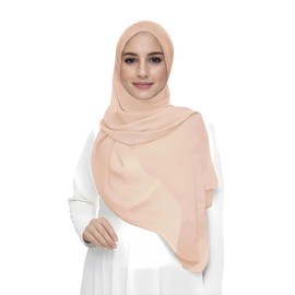 Premium Chiffon Hijab Head Scarf Shawl Wrap for Muslim Women Lightweight (Peach)