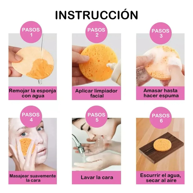 100pzs Esponja Facial Comprimida Para Limpieza Y Exfoliación