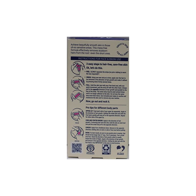 Nair Hair Remover Wax Ready-Strips 40 Count Face/Bikini (2 Pack)
