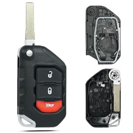 Key Fob Shell Case Replacement Fits for Jeep Wrangler Gladiator 2018 2019 2020 2021 2022 2023 Keyless Entry Remote Control 3 Button Pad Cover OHT1130261