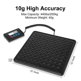 Fuzion Shipping Scale, 440LB x 10g High Accuracy Digital Postal Scale, Durable Alloy Steel Platform, Heavy Duty Scale for Packages, Postage, Luggage, Battery and AC Adapter Powered