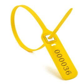 Heavy Duty Plastic Seals Tamper Truck Trailer Seals Numbered Security Tags Container Seals Pull-Tight Security Seals Self-Locking Security Ties Length 400 mm 15.8" (Yellow, 100 PCS)