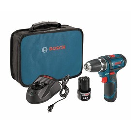 BOSCH PS31-2A 12V Max 3/8 Inch Drill/Driver Kit with (2) 2 Ah Batteries and Charger, Variable Speed