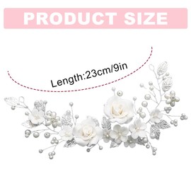 Decorative Hair Comb, Rhinestone Bridal Hair Comb Pearl Flower Headpiece Wedding Hair Piece Bride Hair Accessories Gold Leaf Hair Comb Bridal Headdress for Women Girls Bride Bridesmaid (Multicolor 2)