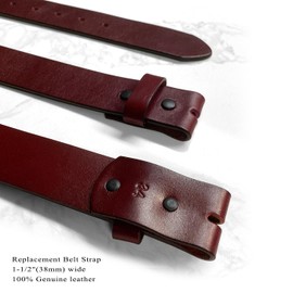 BS055-P3926 Classic Burgundy Casual Jean Belt Genuine Full Grain Leather Belt 1-1/2"(38mm) wide (Black,38)