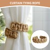2-Pack Boho Hemp Rope Curtain Tiebacks, Decorative Woven Holdback Hooks,