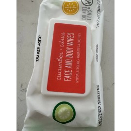 Trader Joe's Cucumber + Citrus Face And Body Wipes 64 towelettes 7x7