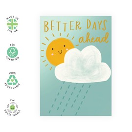 Motivational and Encouragement Greeting Card - Sunshine and Rain - Get Well Soon Card for Him, Her, Friends, Sister, Brother, Son, Daughter, Niece, Nephew, Auntie, Bestie - Comes with Stickers