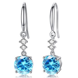 Earrings 925 Silver Hanging Silver Earrings Long Drop Earrings Women's Earrings Cubic Zirconia Birthday Gift Wedding Jewellery, Sterling silver, aquamarine, zirconia, Aquamarine, zirconia