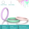 Silicone Wedding Ring for Women,Thin and Stackable Braided Rubber Wedding