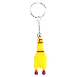 Screaming Chicken Keychain, Mini Rubber Squeeze Toy, Novelty Prank Pendant for Bags Keys Phones