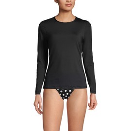 Lands' End Womens Long Sleeve Swim Tee Rash Guard Black Regular X-Large