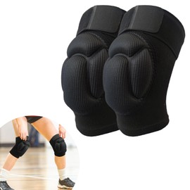 UZSUZZ Knee Pads Volleyball with One Strap Pack of 2 Knee Pads 30 mm Thick Sponge Knee Pads for Volleyball Dance Running Skating Basketball Football Sports Men and Women Knee Pads Black
