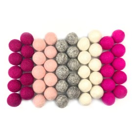 Wildflower by hu hands Cozy Love Wool Pink Felt Balls | Pink and Gray Colors for DIY Pom Craft, Garland, Baby, Decor, Essential Oil, Cat | .8 - 1 Inch | 2.5 CM | Bulk Handmade 50 Pompoms | Muslin Bag