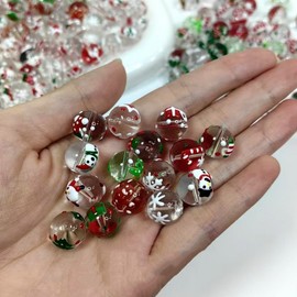 Christmas Character Glass Bead Cute Charm Accessory Free Size/10 40ea