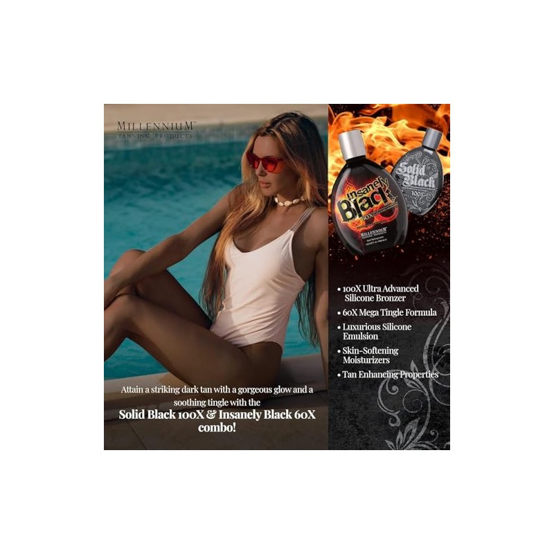 Millenium Insanely Black y Solid Black Loción bronceadora para cámara