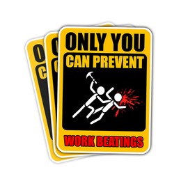 3Pcs Only You Can Prevent Work Beatings Sticker, Only You Can Prevent Work Beatings Vinyl Sticker, Only You Can Prevent Stickers, Quotes Stickers - Sticker for Laptop Water Bottle Phone Hard Hat 3"