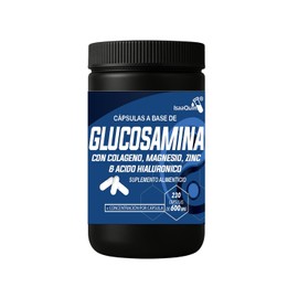 Glucosamina con Colágeno, Magnesio, Zinc y Ácido Hialurónico | 230 Cápsulas de 600 mg | Suplemento Alimenticio con Sulfato de Glucosamina y Colágeno | IsaaQuim