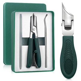 Eagle Beak Beveled Nail Clippers,3-Piece Sets of Eagle Beak Beveled Nails Clippers, Long Handle Wide Jaw Opening Anti-Splash Slanted Nail Clipper for Thick Nails, Seniors&Ingrown Care (Green)