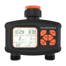 Techbotanica Water Timer for Garden Hose - Automatic Irrigation System - /Manual Watering/Automatic Irrigation - Waterproof and Durable with Large LCD Screen