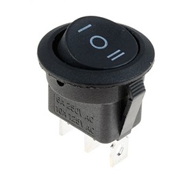Black On/Off/On Round Latching 20mm Rocker Switch SPDT 3 Position