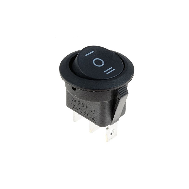 Black On/Off/On Round Latching 20mm Rocker Switch SPDT 3 Position