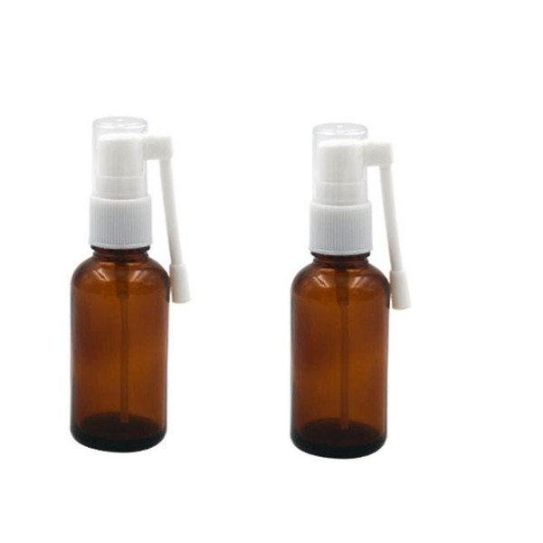 2PCS 30ML / 1oz Brown Glass Empty Refillable 360 Degree Rotation Spray Nasal Bottle Atomizer Sprayer Container For Saline Water Cleaning Wash​​ Medical Injection Makeup Water Perfume