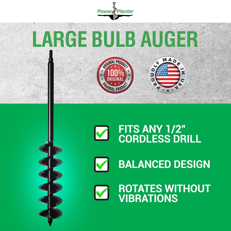 Power Planter Large Bulb Auger- 4"x28" Drill Bit Hole Digger