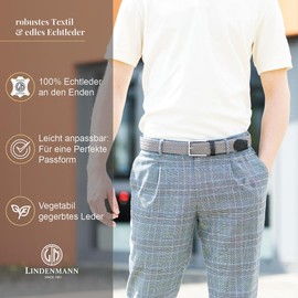 LINDENMANN Men's Stretch Belt Textile Braided Belt for Golf Grey, gray
